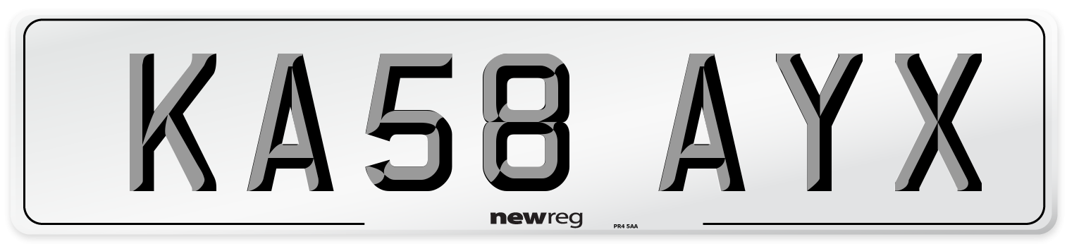KA58 AYX Number Plate from New Reg